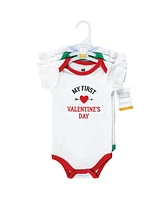 Hudson Baby Boys Cotton Bodysuits First Valentine Easter, 3-Pack