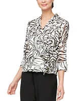 Alex Evenings Women's Printed Side-Tie Blouse