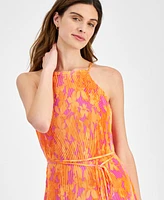 Taylor Petite Floral-Print Pleated A-Line Dress