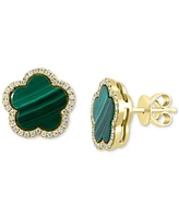 Effy Malachite & Diamond (1/5 ct. t.w.) Flower Stud Earrings in 14k Gold