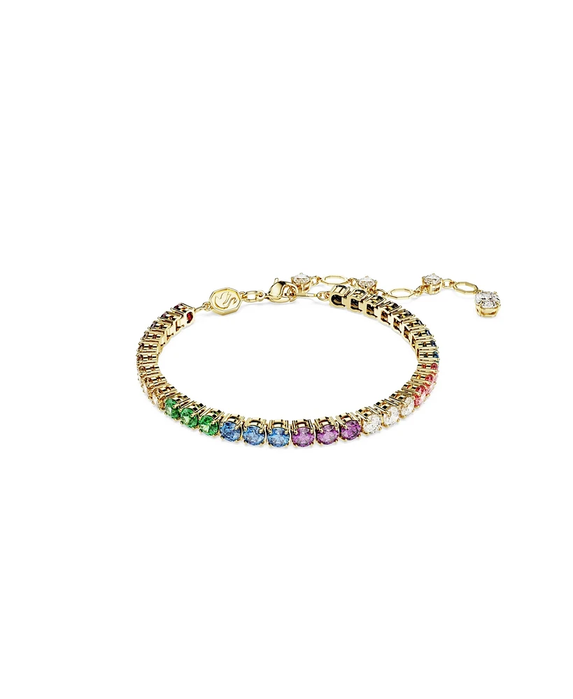 Swarovski Multicolored Round Cut Gold-Tone Plated Matrix Bracelet