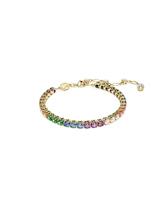 Swarovski Multicolored Round Cut Gold-Tone Plated Matrix Bracelet