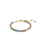Swarovski Multicolored Round Cut Gold-Tone Plated Matrix Bracelet
