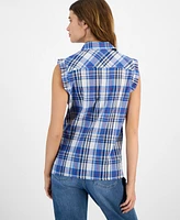 Tommy Hilfiger Women's Plaid Collared Sleeveless Top