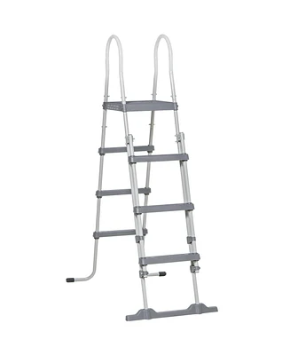 Outsunny 70" Above Ground Swimming Pool Ladder, A-Frame Pool Stairs, Grey