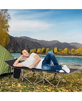 Outsunny Folding Camping Cots Outdoor Portable Camping Sleeping Bed, Black