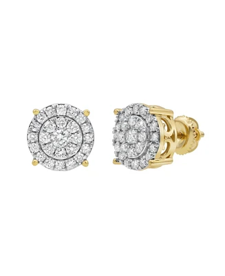 LuvMyJewelry Round Cut Natural Certified Diamond (1.01 cttw) 14k Yellow Gold Earrings Nested Circle Design