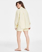 On 34th Womens Ribbed High Neck Tank Top Relaxed Long Sleeve Shirt Pull On Shorts Created For Macys