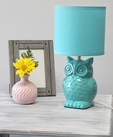 Simple Designs 12.8" Tall Contemporary Ceramic Owl Bedside Table Desk Lamp with Matching Fabric Shade