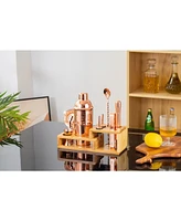 Touch of Mixology Premium 14 Piece Stainless Steel Bartender Kit with Bamboo Stand (Rose Gold)