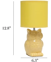 Simple Designs 12.8" Tall Contemporary Ceramic Owl Bedside Table Desk Lamp with Matching Fabric Shade