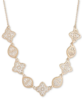 Marchesa Gold-Tone Filigree Frontal Necklace, 16" + 3" extender