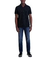 Karl Lagerfeld Paris Men's Slim-Fit Eyelet Button-Down Camp Shirt