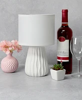 Simple Designs 11.02" Traditional Mini Modern Ceramic Texture Pastel Accent Bedside Table Desk Lamp with Matching Fabric Shade
