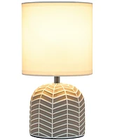 Simple Designs 10.43" Petite Contemporary Webbed Waves Base Bedside Table Desk Lamp with White Fabric Drum Shade