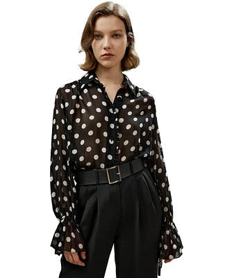 Polka Dots Georgette Blouse for Women