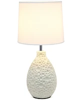 Creekwood Home Essentix 14.17" Traditional Ceramic Textured Thumbprint Tear Drop Shaped Table Desk Lamp