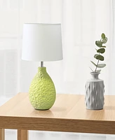 Creekwood Home Essentix 14.17" Traditional Ceramic Textured Thumbprint Tear Drop Shaped Table Desk Lamp