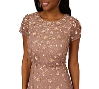 Adrianna Papell Women's 3D Embellished Blouson Gown