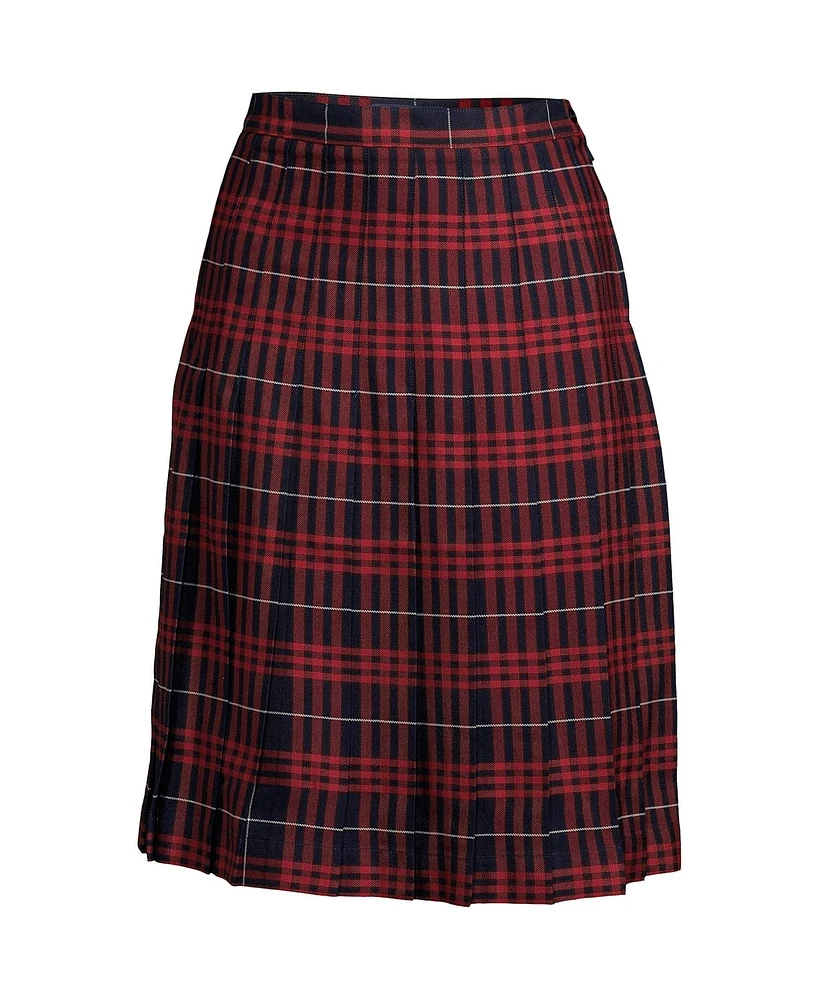 Lands' End Women's Plaid Pleated Skirt Below the Knee