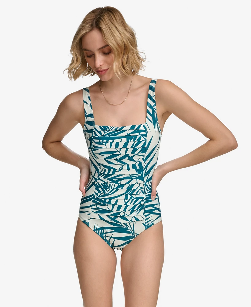 Calvin Klein Pleated One-Piece Swimsuit,Created for Macy's