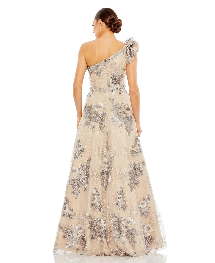 Mac Duggal Women's Embellished One Shoulder A Line Gown
