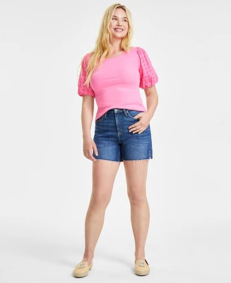 On 34th Women's High Rise Raw-Hem Jean Shorts, Created for Macy's