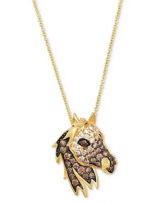 Le Vian Chocolate Ombre Diamond Horse Adjustable 20" Pendant Necklace (1/2 ct. t.w.) in 14k Gold