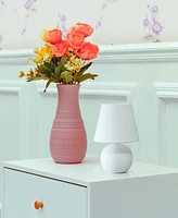 Creekwood Home Nauru 8.66" Traditional Petite Ceramic Orb Bedside Table Desk Lamp with Tapered Drum Fabric Shade