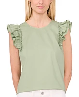 CeCe Women's Crewneck Ruffle-Sleeve Blouse