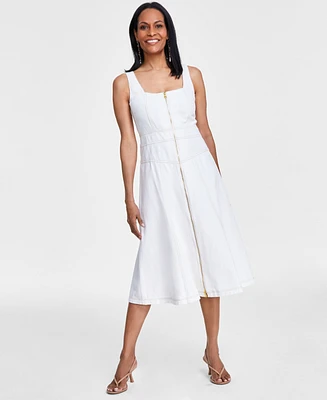 I.n.c. International Concepts Women's Cotton Zip-Front Denim Dress, Created for Macy's