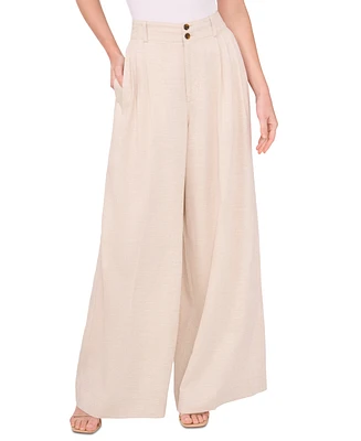 CeCe Women's Pleated High-Rise Wide-Leg Pants