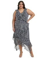 Tommy Hilfiger Plus Size Ruffled Printed Midi Dress