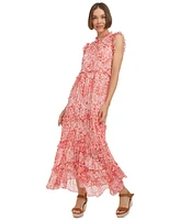 Tommy Hilfiger Women's Tiered Floral Chiffon Maxi Dress