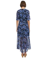 Tommy Hilfiger Women's Floral Flutter-Sleeve Maxi Dress