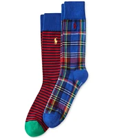 Polo Ralph Lauren Men's 2-Pk. Stripes & Plaid Slack Socks