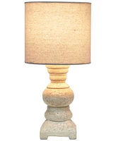 Lalia Home 12.5" Organix Rustic Farmhouse Distressed Neutral Resin Base Mini Table Desk Lamp with Beige Fabric Shade