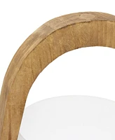 Lalia Home 15" Organix Contemporary Natural Wood Accented Table Desk Lamp with Translucent Glass Shade