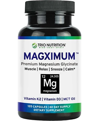 Trio Nutrition MagX Magnesium Glycinate, Vitamin D3, Vitamin K2 & Mct Oil, Chelated Magnesium Supplement, Calm, Relaxation & Recovery