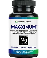 Trio Nutrition MagX Magnesium Glycinate, Vitamin D3, Vitamin K2 & Mct Oil, Chelated Magnesium Supplement, Calm, Relaxation & Recovery