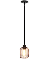 Lalia Home 7" Ironhouse One Light Industrial Decorative Hanging Metal Caged Mini Pendant Ceiling Light Fixture