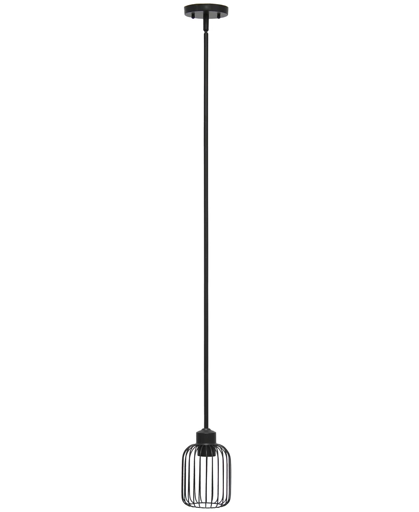 Lalia Home 7" Ironhouse One Light Industrial Decorative Hanging Metal Caged Mini Pendant Ceiling Light Fixture