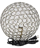 Lalia Home 10" Elipse Medium Contemporary Metal Crystal Round Sphere Glamorous Orb Table Lamp