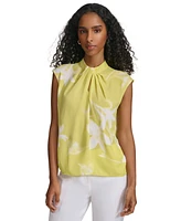 Calvin Klein Women's Sleeveless Floral Keyhole-Neck Blouse