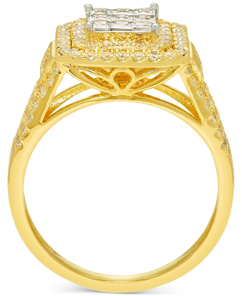 Diamond Square Halo Cluster Engagement Ring (1 ct. t.w.) in 14k Gold