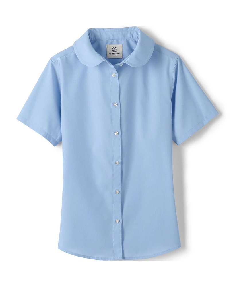 Lands' End Big Girls Short Sleeve Peter Pan Collar Broadcloth Shirt