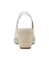 Easy Spirit Women's Margie Slingback Espadrille Wedges - White Leather, Sand