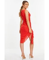 Quiz Women's Mesh Frill Asymmetric Midi Dress