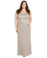 R & M Richards Plus Metallic Lace Jacket and Dress