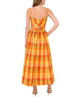 1.state Women's Plaid Twist-Front Maxi Dress